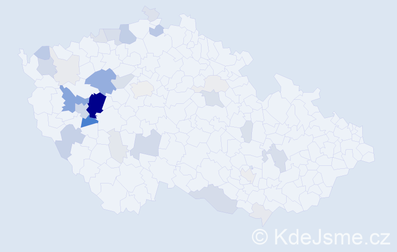 Příjmení: 'Monhart', počet výskytů 103 v celé ČR