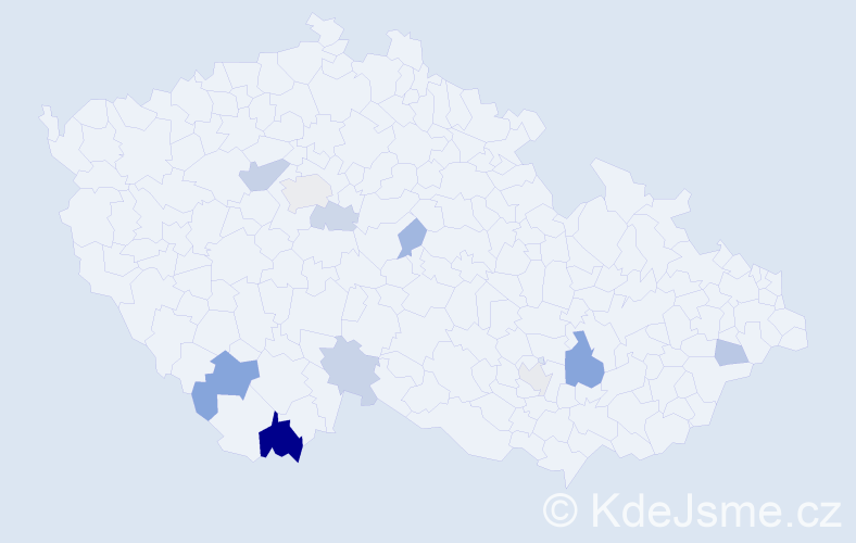 Příjmení: 'Beutl', počet výskytů 19 v celé ČR