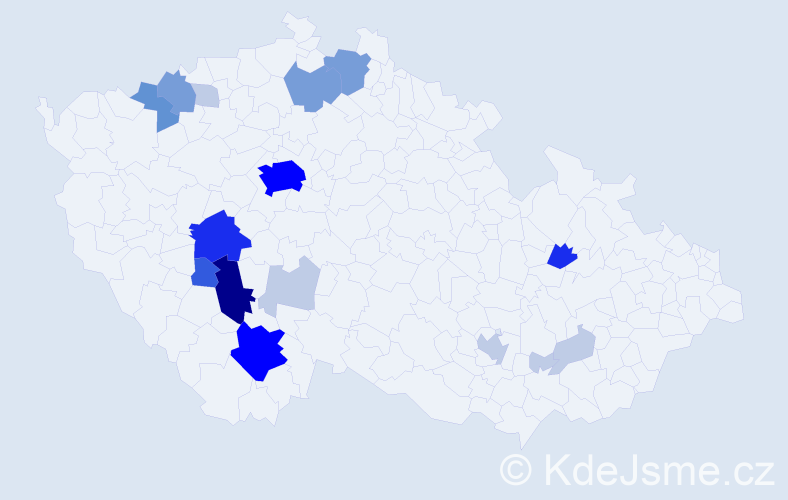 Příjmení: 'Hybrant', počet výskytů 64 v celé ČR