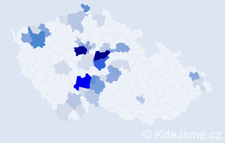 Příjmení: 'Kubera', počet výskytů 141 v celé ČR
