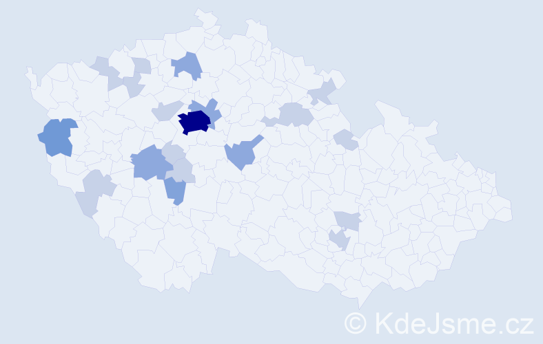 Příjmení: 'Kestřánek', počet výskytů 39 v celé ČR