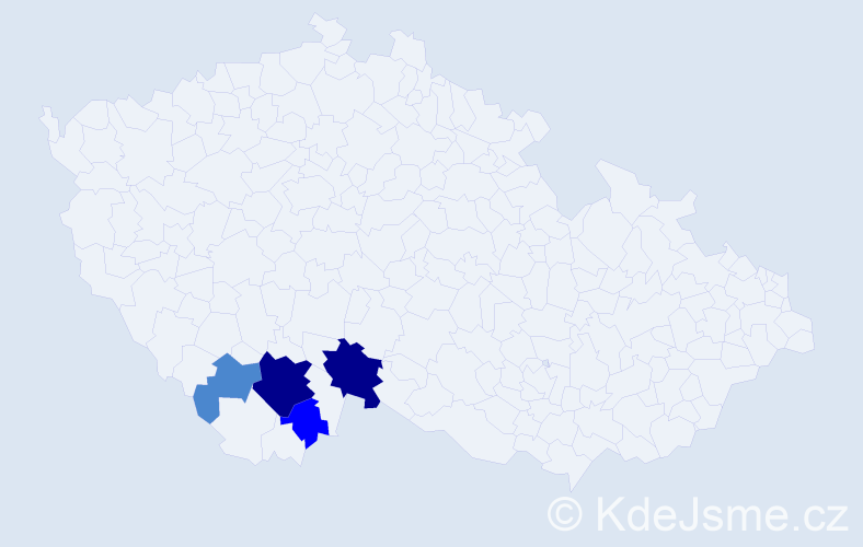Příjmení: 'Imberová', počet výskytů 13 v celé ČR