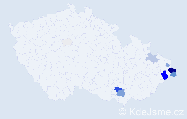 Příjmení: 'Kubiesa', počet výskytů 16 v celé ČR