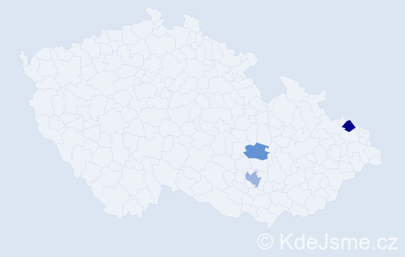 Příjmení: 'Dopplerová', počet výskytů 5 v celé ČR