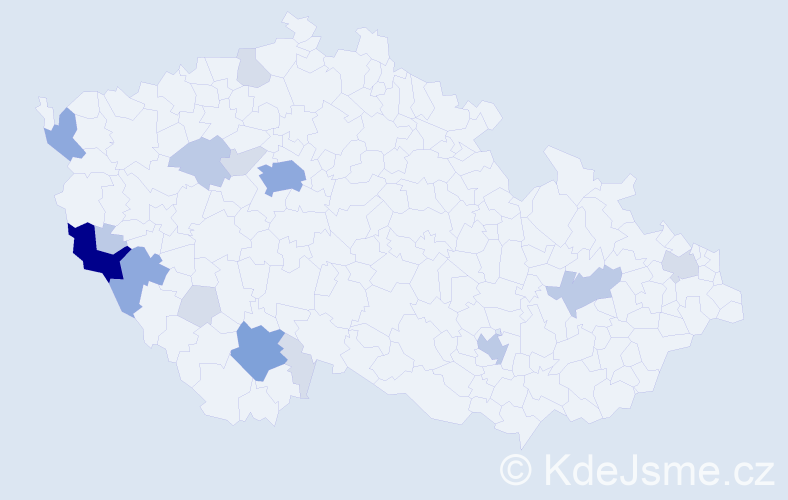 Příjmení: 'Holar', počet výskytů 46 v celé ČR