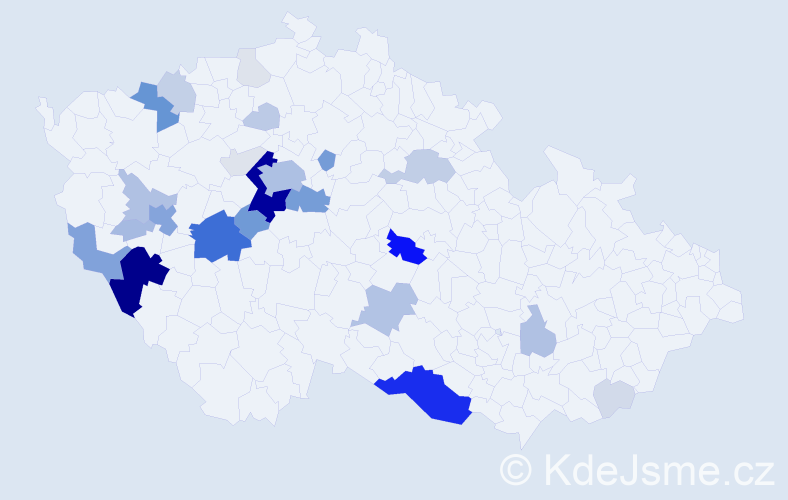Příjmení: 'Kotáb', počet výskytů 143 v celé ČR