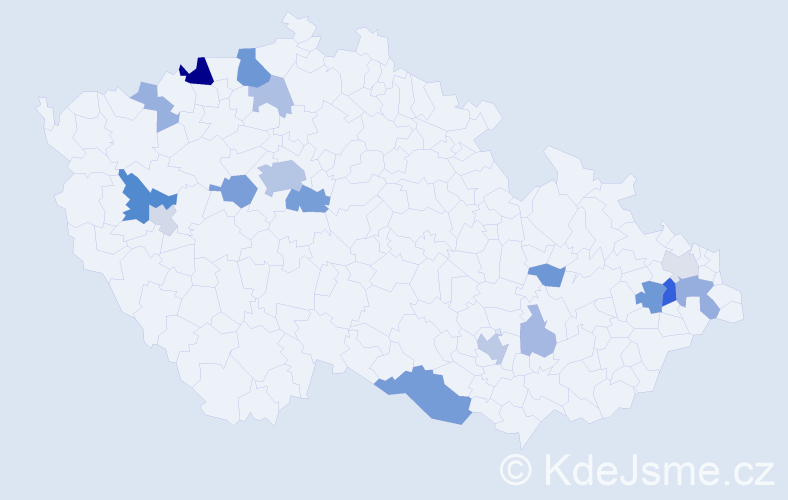 Příjmení: 'Pekar', počet výskytů 45 v celé ČR