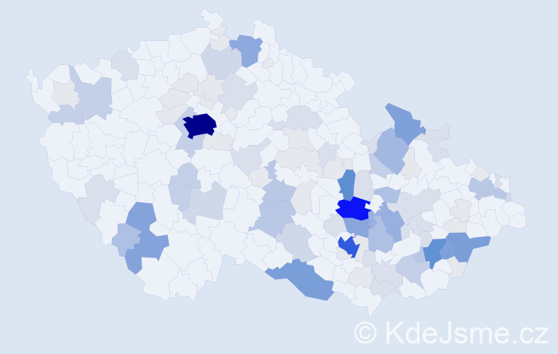 Příjmení: 'Řezník', počet výskytů 390 v celé ČR