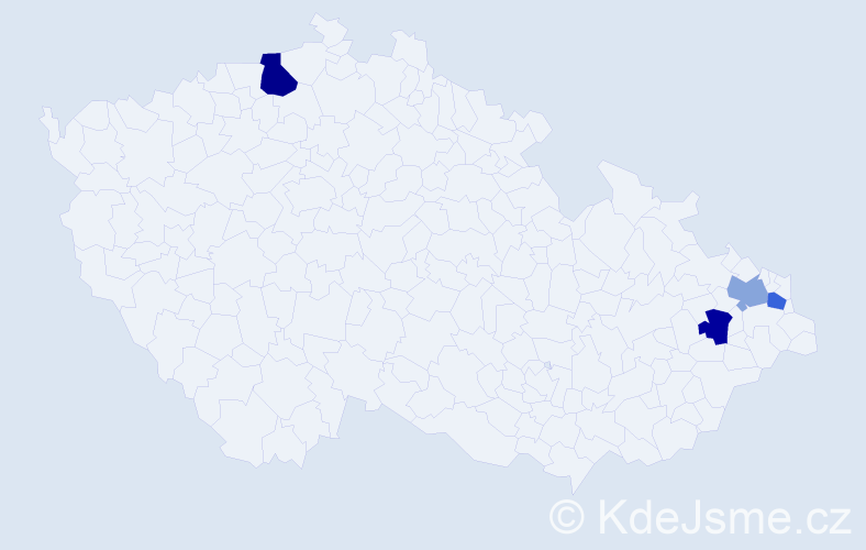 Příjmení: 'Firuňková', počet výskytů 5 v celé ČR