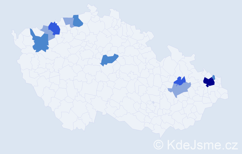 Příjmení: 'Dadu', počet výskytů 22 v celé ČR