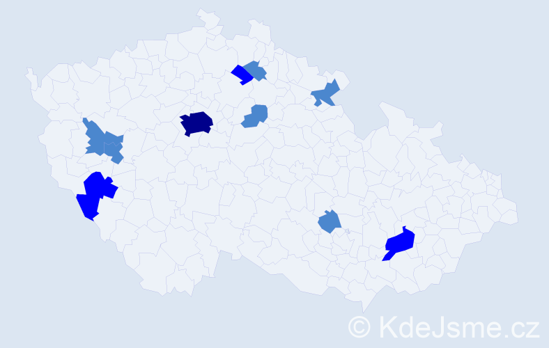 Příjmení: 'Hinz', počet výskytů 15 v celé ČR