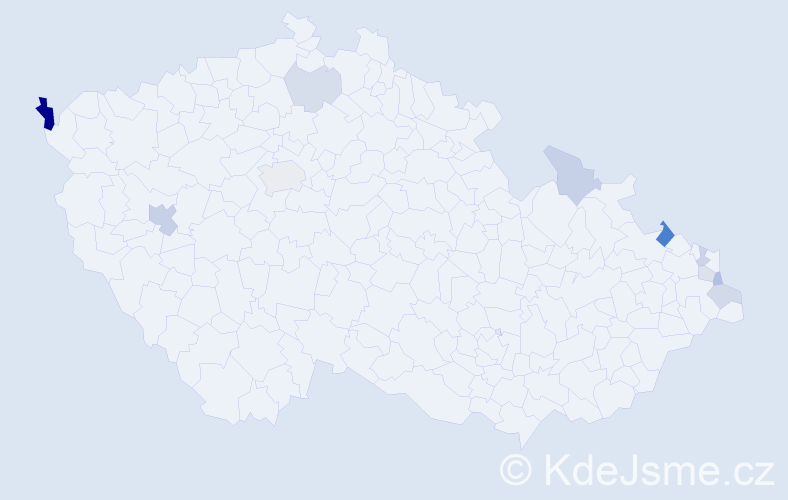 Příjmení: 'Kubin', počet výskytů 19 v celé ČR