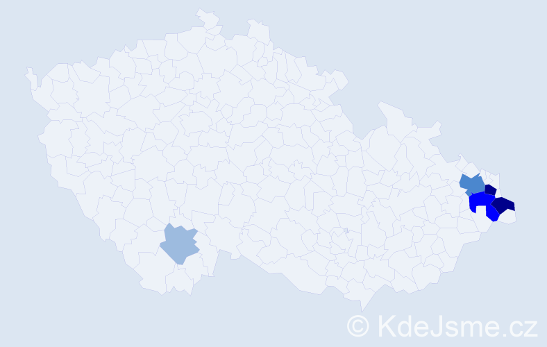 Příjmení: 'Malyszek', počet výskytů 14 v celé ČR