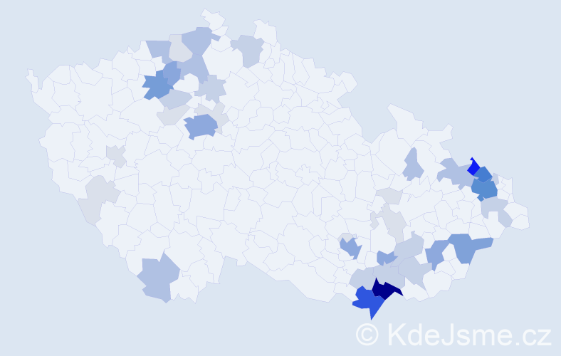 Příjmení: 'Řehánková', počet výskytů 154 v celé ČR