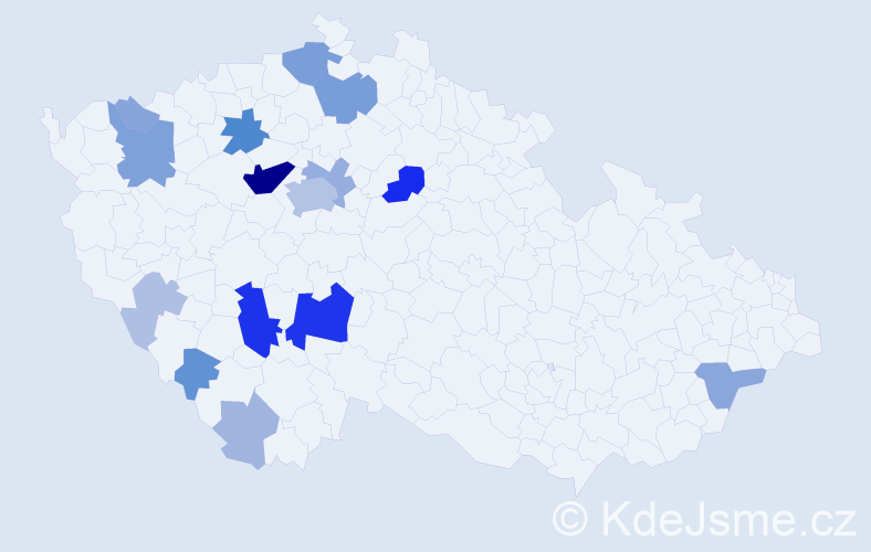 Příjmení: 'Hanzák', počet výskytů 60 v celé ČR