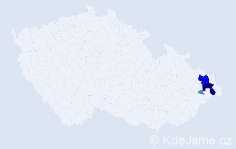 Příjmení: 'Kapča', počet výskytů 11 v celé ČR