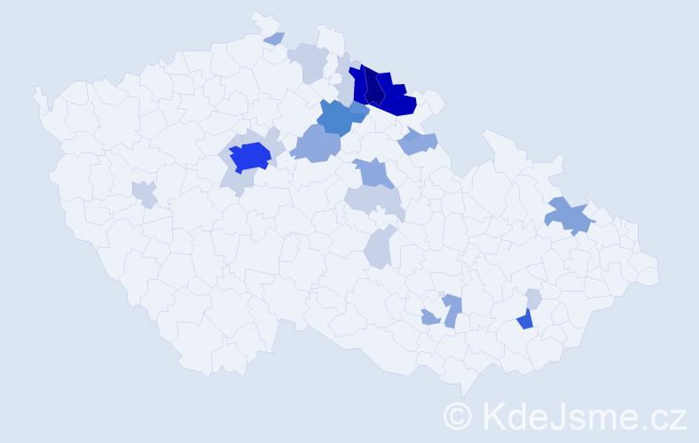 Příjmení: 'Kaván', počet výskytů 87 v celé ČR