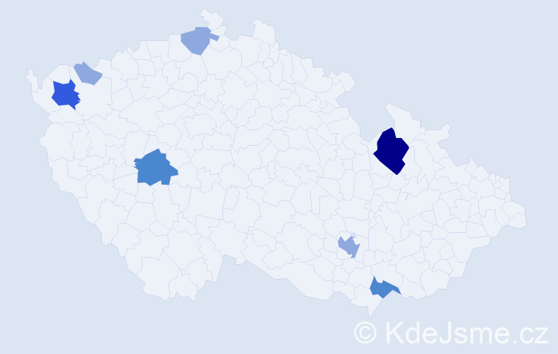 Příjmení: 'Kossová', počet výskytů 15 v celé ČR