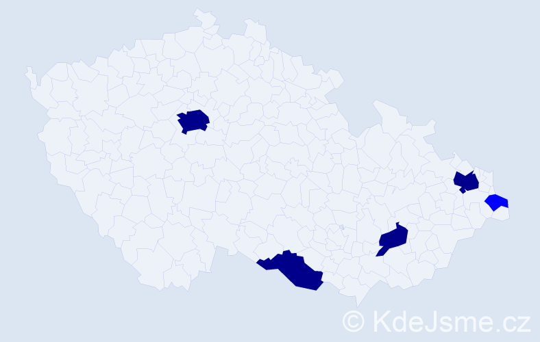 Příjmení: 'Kotibová', počet výskytů 9 v celé ČR