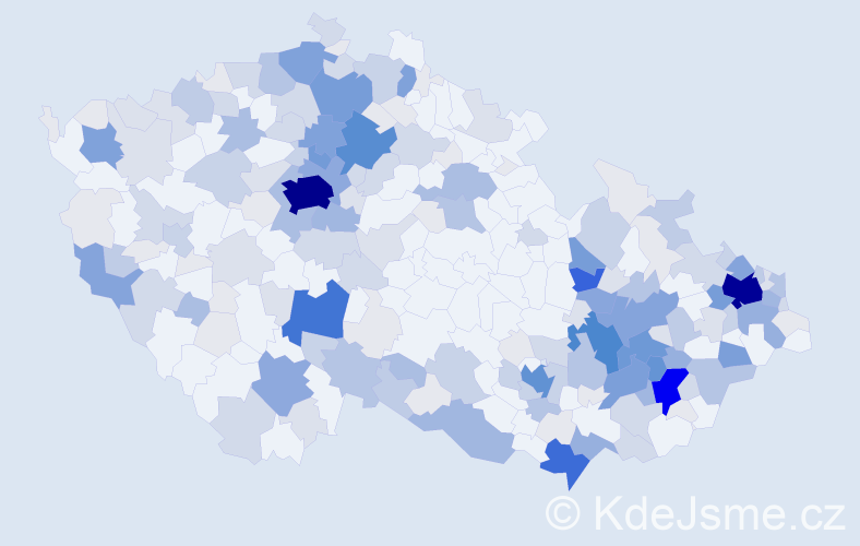 Příjmení: 'Svačina', počet výskytů 869 v celé ČR