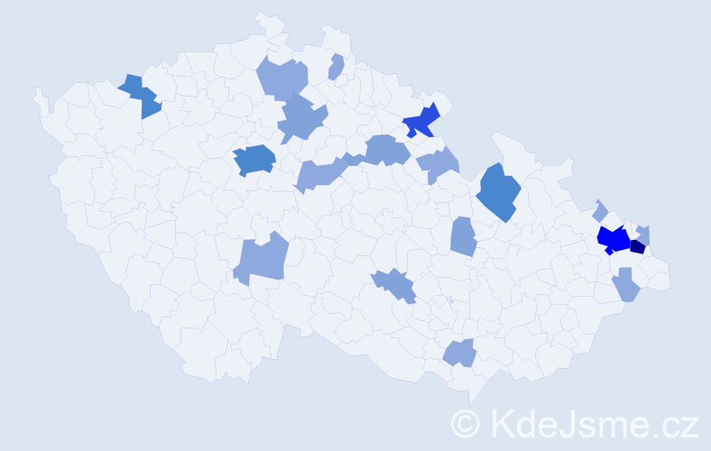Příjmení: 'Borbély', počet výskytů 48 v celé ČR