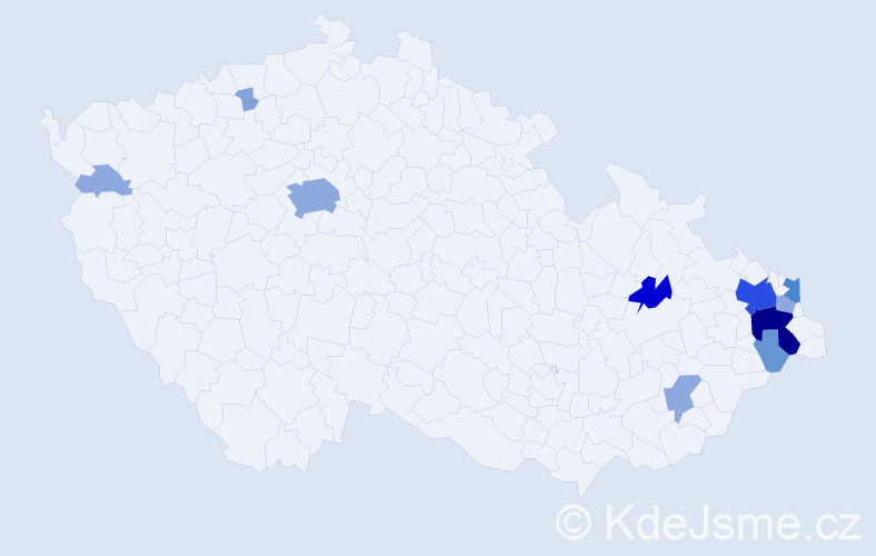 Příjmení: 'Maďová', počet výskytů 33 v celé ČR