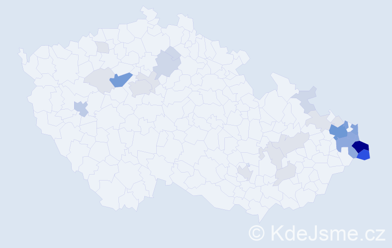 Příjmení: 'Kubik', počet výskytů 115 v celé ČR