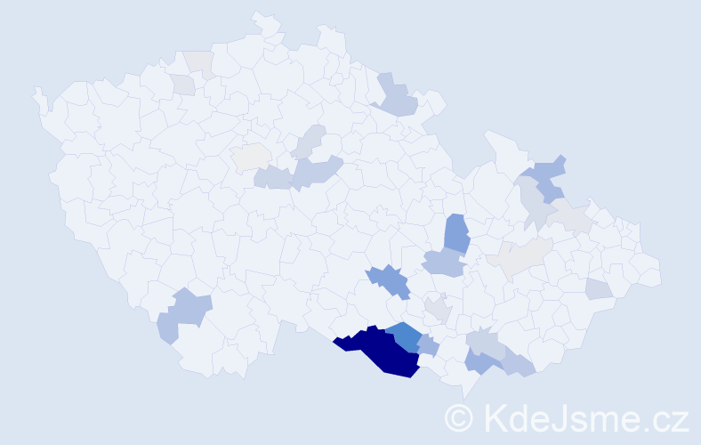 Příjmení: 'Kuřitková', počet výskytů 87 v celé ČR