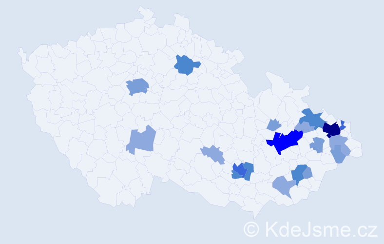 Příjmení: 'Mílek', počet výskytů 47 v celé ČR