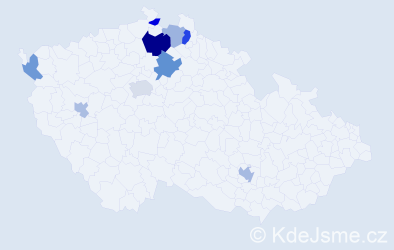 Příjmení: 'Pobjecká', počet výskytů 16 v celé ČR