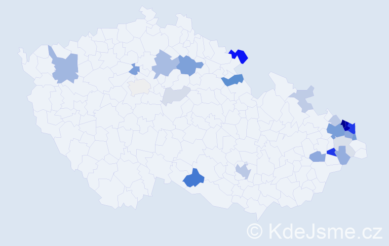 Příjmení: 'Mžik', počet výskytů 84 v celé ČR