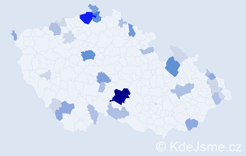 Příjmení: 'Čičáková', počet výskytů 104 v celé ČR