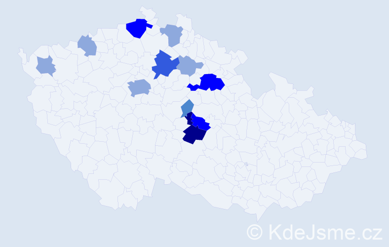 Příjmení: 'Kufr', počet výskytů 27 v celé ČR