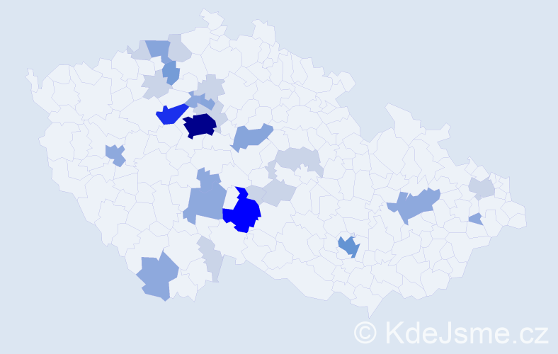Příjmení: 'Vojna', počet výskytů 74 v celé ČR
