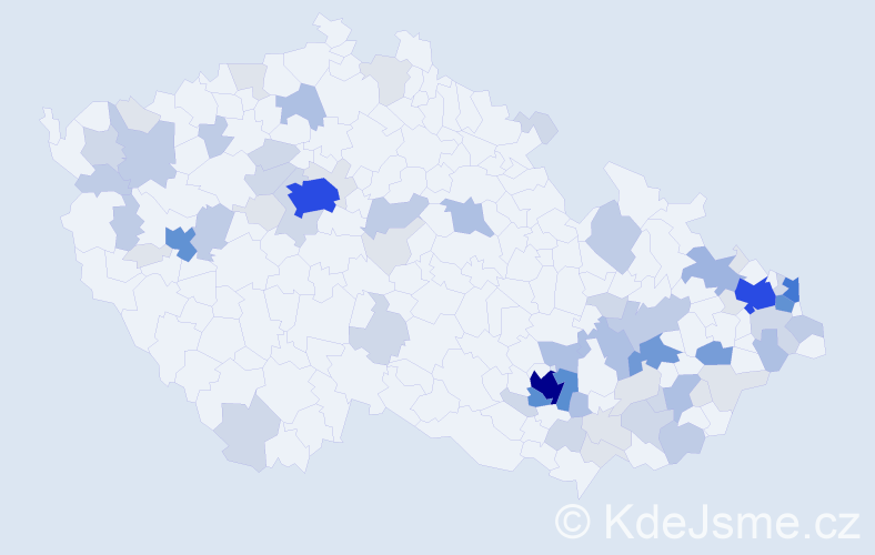Příjmení: 'Dostal', počet výskytů 245 v celé ČR