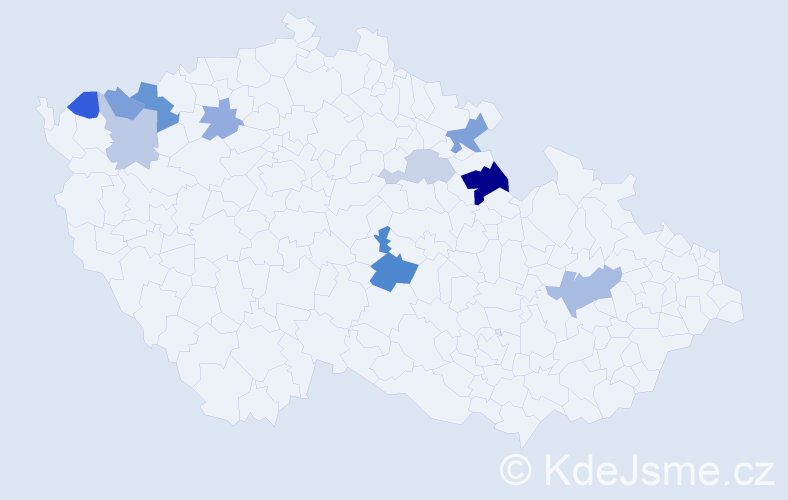Příjmení: 'Lechanová', počet výskytů 18 v celé ČR