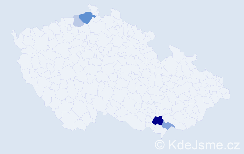 Příjmení: 'Moró', počet výskytů 18 v celé ČR