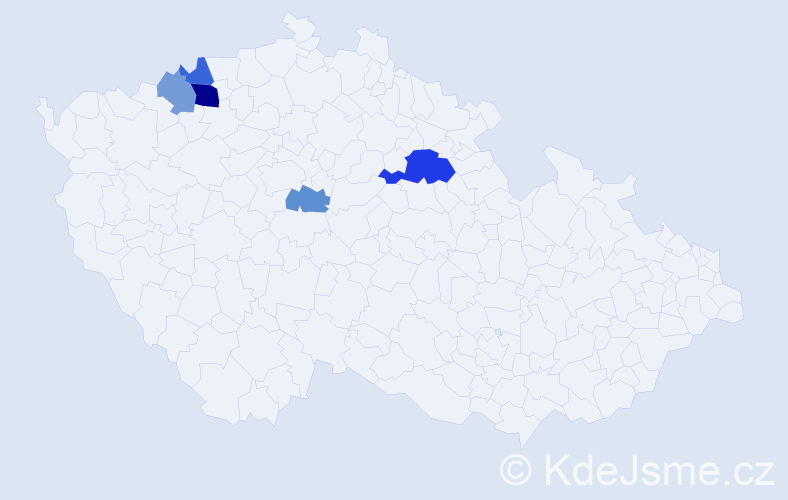 Příjmení: 'Prockert', počet výskytů 9 v celé ČR