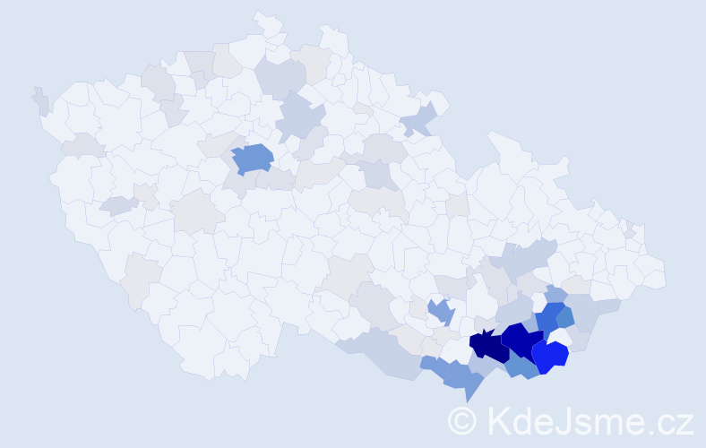 Příjmení: 'Kolaja', počet výskytů 368 v celé ČR