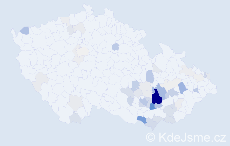 Příjmení: 'Klvač', počet výskytů 180 v celé ČR