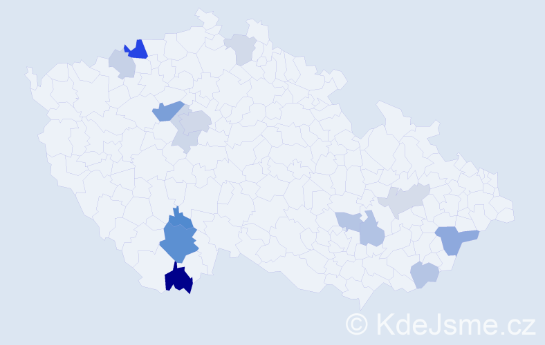 Příjmení: 'Berec', počet výskytů 35 v celé ČR