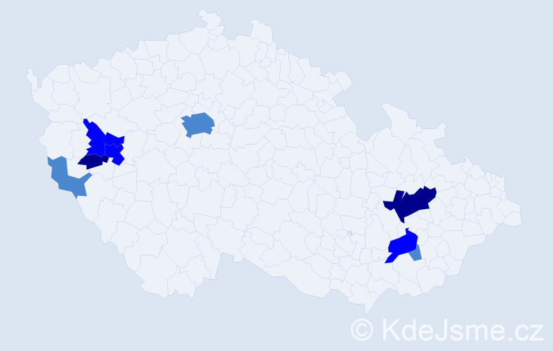 Příjmení: 'Zsemberi', počet výskytů 15 v celé ČR