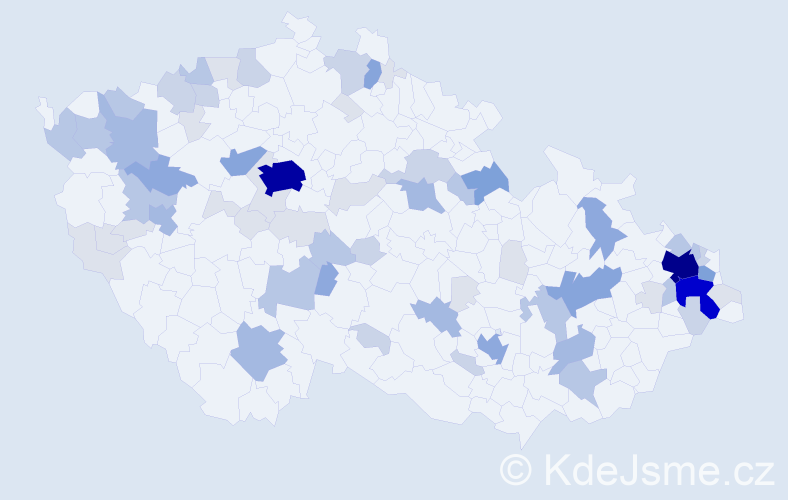 Příjmení: 'Adamovská', počet výskytů 225 v celé ČR