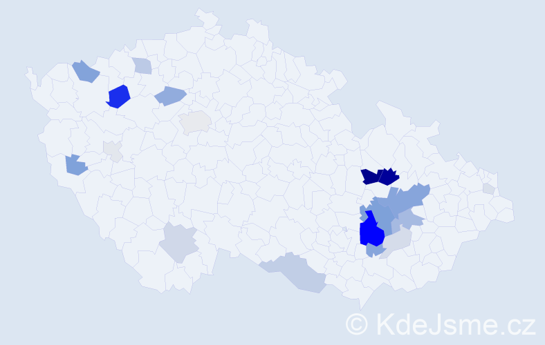 Příjmení: 'Husárek', počet výskytů 59 v celé ČR