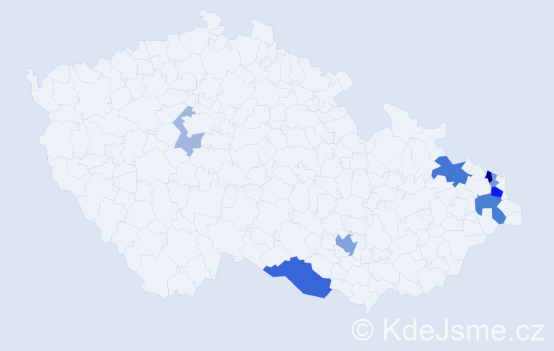Příjmení: 'Klajmon', počet výskytů 21 v celé ČR