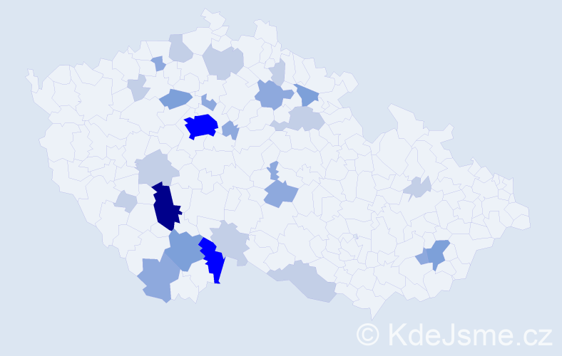 Příjmení: 'Tichavová', počet výskytů 63 v celé ČR