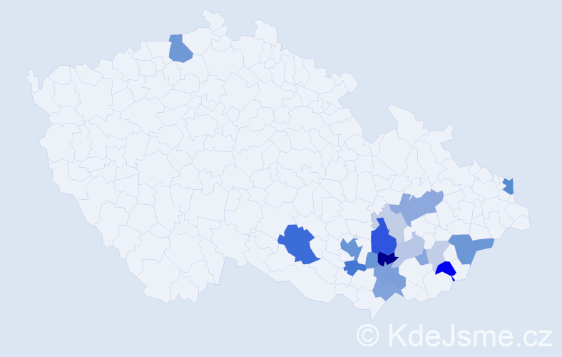 Příjmení: 'Kučerňák', počet výskytů 49 v celé ČR