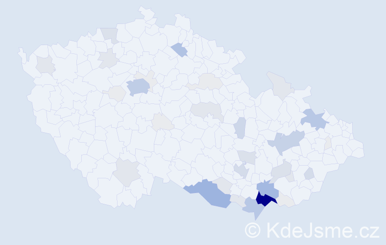 Příjmení: 'Ištvánek', počet výskytů 176 v celé ČR