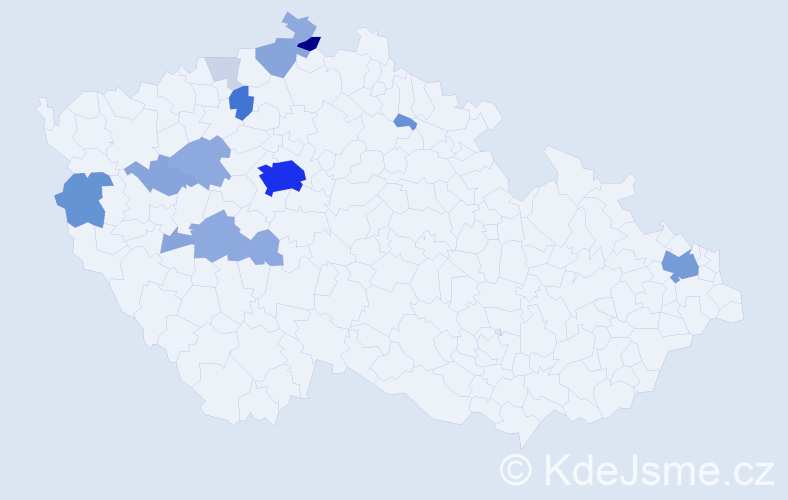 Příjmení: 'Deus', počet výskytů 61 v celé ČR