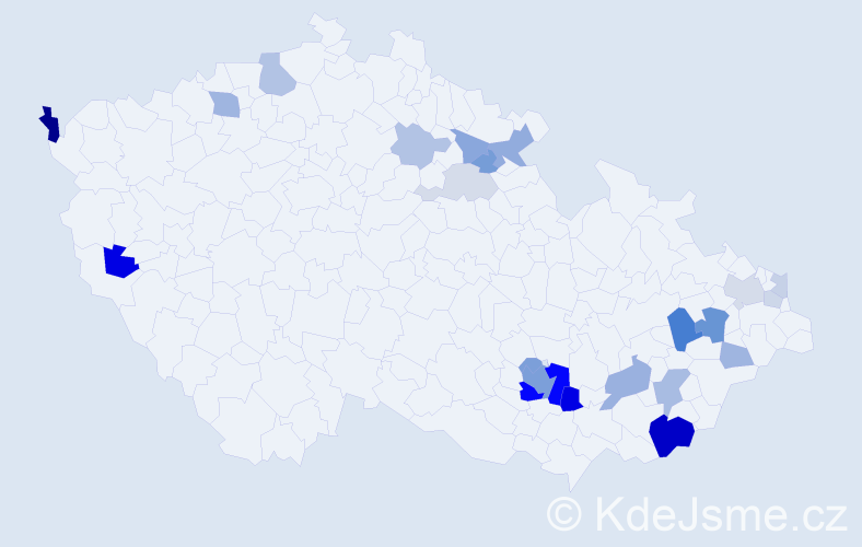 Příjmení: 'Babušíková', počet výskytů 61 v celé ČR